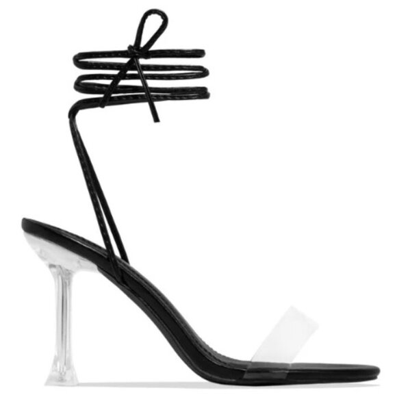 Chase + Chloe Black and Clear Strappy Heels - Picture 5 of 6